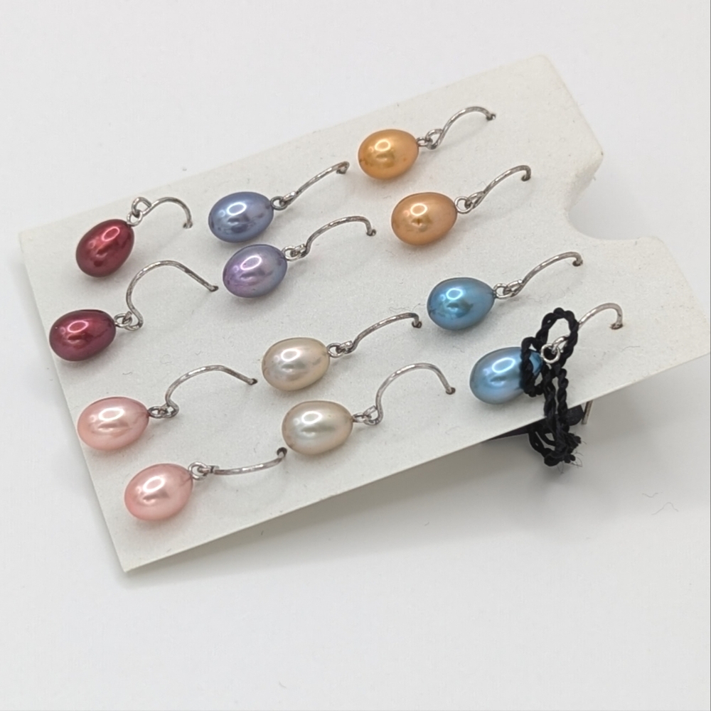 Honora Baroque Cultured Pearl Sterling Silver Dangle Earrings Set Of 6 - Picture 2 of 4